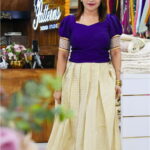 Kerala Tissue Semi-Stitched Cheque Skirt & Semi Silk Crop Top Material