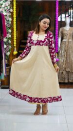 Chanderi and Tissue Combination Long Dress - Image 5