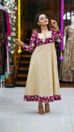 Chanderi and Tissue Combination Long Dress - Image 4