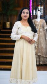 Chanderi and Tissue Combination Long Dress - Image 2
