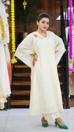 Chanderi Golden Weave Kaftan Set - Image 3