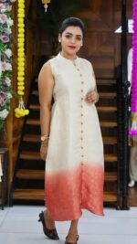 Double Dyed Banarasi Sleeveless Frock - Image 5
