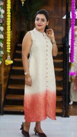 Double Dyed Banarasi Sleeveless Frock - Image 3