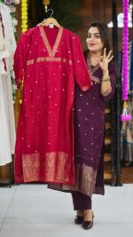 Designer Crispy Banarasi Weave 2-Piece Suit - Image 2