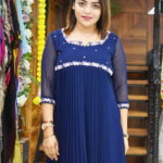 Georgette Front Pleated Long Dress