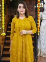 Crushed Chanderi Pleated Long Dress