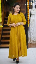 Crushed Chanderi Pleated Long Dress - Image 4