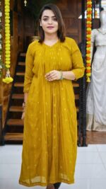 Crushed Chanderi Pleated Long Dress - Image 2